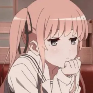 🤔 animé, fille, cheveux roses, mignon, dessin animé telegram sticker