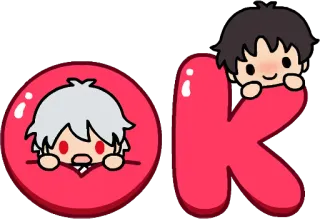 👍 OK ok, imut, anime, chibi, kawaii, persahabatan telegram sticker