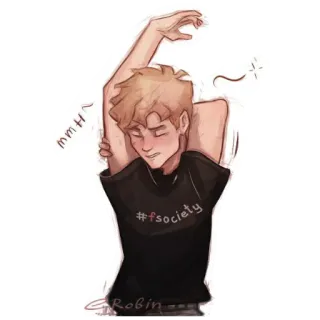 🥱 mmh~ anime, boy, society, shirt, fanart telegram sticker