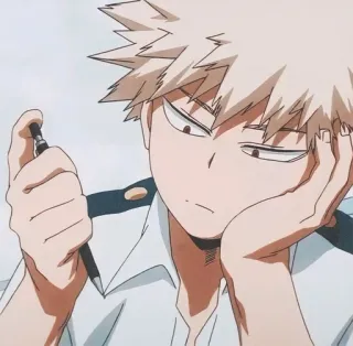 😶 Katsuki Bakugo My Hero Academia Anime, Katsuki Bakugo, My Hero Academia, Manga, Escuela, Pensando, Estudiante telegram sticker