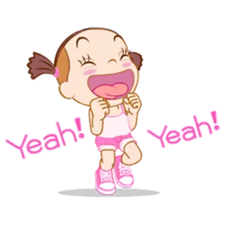 😆 Yeah! Yeah! aufgeregt, Cartoon, jubeln, fröhlich, glücklich, Feier telegram sticker