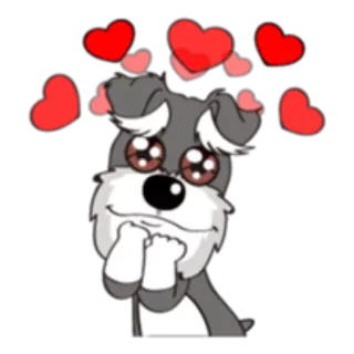 💗 perro, corazones, amor, cachorro, dibujos animados, lindo, ojos telegram sticker