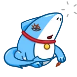 😴 shark, animal, cartoon, cute, sticker, blue telegram sticker
