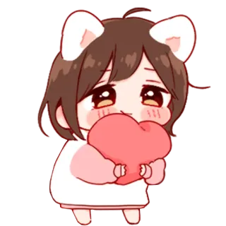 💞 Anime, Kawaii, Corazón, Lindo, Chica, Oso whatsapp sticker