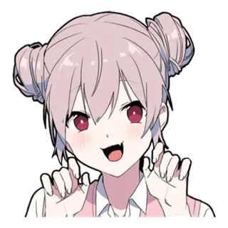 😛 Anime, Menina, Bonito, Desenho animado, Cabelo rosa telegram sticker
