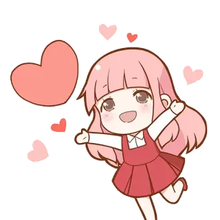 🥰 cuore, amore, carino, rosa, ragazza, cartone animato, kawaii telegram sticker