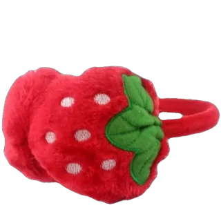 🫥 strawberry, earmuffs, winter, clothing, accessory, red, fluffy telegram sticker