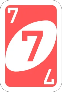 7️⃣ Uno, kaart, spel, rood, nummer 7 telegram sticker