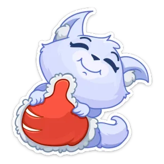 ☺️ kreskówka, zwierzę, słodki, szczęśliwy, puszysty, lis, zima, czerwony telegram sticker
