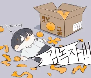 😩 맛난
귤
귤 한 박스 다 먹음
김독자!! 만화, 캐릭터, 음식, 오렌지, 귀여운, 한국 telegram sticker
