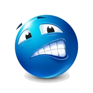 😬 emoji, bravo, azul, rosto, irritado, expressão whatsapp sticker