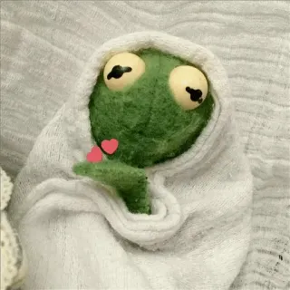 💚 Kermit Kermit, frog, muppet, cute, heart, blanket, adorable telegram sticker