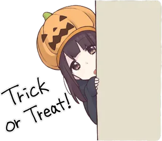 👀 Trick or Treat! halloween, trick or treat, pumpkin, anime girl, anime telegram sticker
