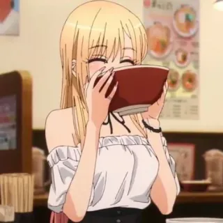 😋 Anime, Mangiare, Donna, Bionda, Carino telegram sticker