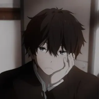 💔 Anime, Garçon, Triste, Cheveux Noirs, Pensif telegram sticker