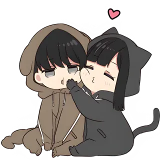 🤗 かわいい, カップル, 漫画, ちび, ハート whatsapp sticker