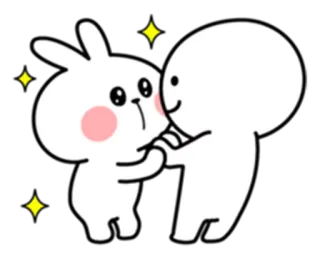 😇 кролик, милый, блестки, друзья, каваи, мультфильм, анимированный telegram sticker