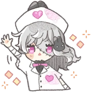 👋 Anime, Kawaii, Lindo, Chibi, Sticker, Enfermera, Rosa, Conejo telegram sticker