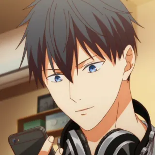 😊 anime, manga, boy, character, headphones, smartphone telegram sticker