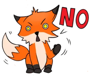 ❌ NO renard, animal, dessin animé, rejet, négatif, non whatsapp sticker