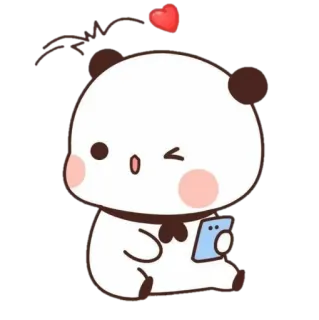 🍼 panda, fofo, desenho animado, kawaii, animal, coração, piscadela telegram sticker