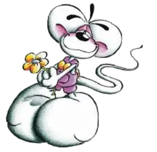 ❤ rato, desenho animado, flor, fofo, animado telegram sticker