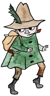 💃 Snufkin Moomin Snufkin, Moomin, dessin animé, aventure, voyage, chapeau whatsapp sticker
