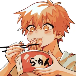 🍜 らあめん Аниме, Парень, Рамен, Еда, Еда, Лапша, Японский telegram sticker