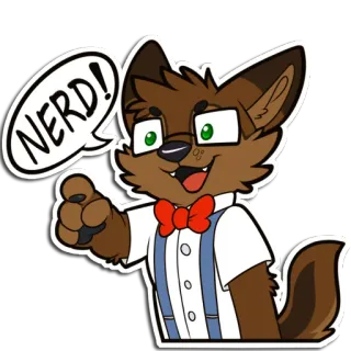 🤓 NERD! furry, nerd, glasses, bowtie, anthropomorphic, cartoon, pointing telegram sticker