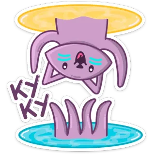 🙃 KY KY KY bat, cartoon, cute, sticker, animal, flying telegram sticker