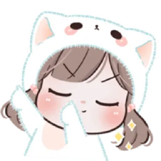 ✌️ carino, cartone animato, ragazza, kawaii, personaggio, adesivo, disegno whatsapp sticker