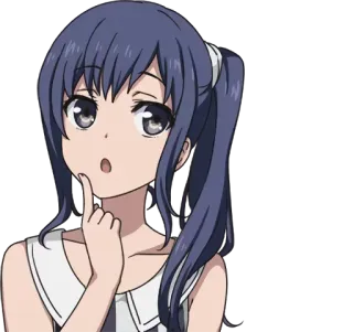 🤔 Anime, Chica, Pensando, Linda, Dibujos animados, Cola de caballo, Ilustración telegram sticker
