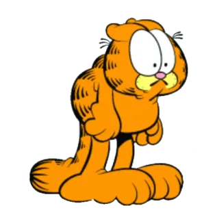 😣 Garfield cat, cartoon, orange, sad, comic whatsapp sticker