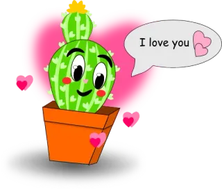 ❤️ I love you кактус, любовь, милый, растение, сердце, день святого валентина, приветствие whatsapp sticker