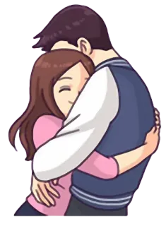 😍 couple, hugging, love, affection, cartoon, relationship telegram sticker