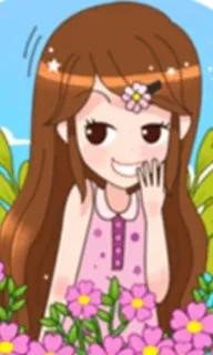 😢 desenho animado, menina, flor, fofo whatsapp sticker