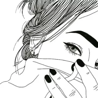 😤 woman, drawing, face, makeup, portrait, style whatsapp sticker