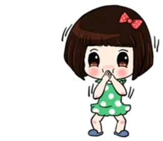 🙊 Mädchen, süß, Cartoon, Aufkleber, Schleife, Kleid telegram sticker