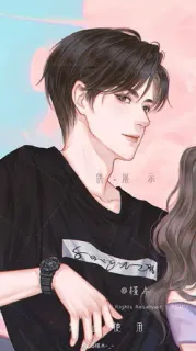 〰️ 仅供展示 portrait, illustration, anime boy, handsome, romantic, couple, fashion telegram sticker
