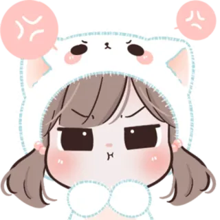 🍥 bravo, desenho animado, menina, bonito, expressão, kawaii, adesivo whatsapp sticker