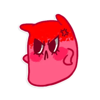 😠 злой, красный, мультфильм, персонаж, милый, наклейка telegram sticker