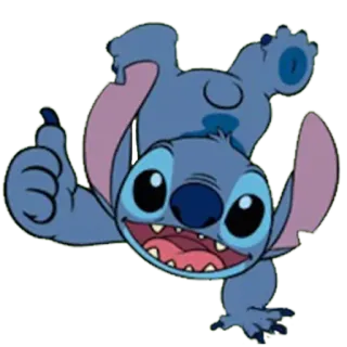 👍 Stitch Lilo & Stitch Cartoon, Alien, Daumen hoch, Blau, Süß telegram sticker