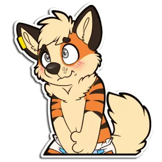 😳 furry, anthropomorphic, tiger, diaper, cute, cartoon, sticker telegram sticker