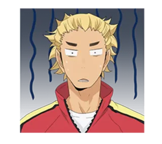 😐 アニメ, キャラクター, 金髪, 困惑, 表情 telegram sticker