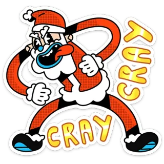🎅 CRAY ซานต้า, การ์ตูน, บ้า, ตลก, วันหยุด, คริสต์มาส telegram sticker