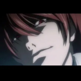 📓 Light Yagami Death Note Аниме, Ухмылка, Злой, Главный герой, Тетрадь смерти telegram sticker