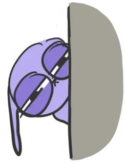 😑 Desenho animado, Personagem, Roxo, Parede, Ilustração, Animal telegram sticker