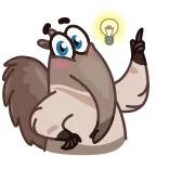 🤔 mrówkojad, pomysł, żarówka, kreskówka, zwierzę, myślenie telegram sticker
