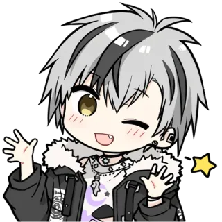 😉 Аниме, Чиби, Милый, Машет рукой, Мультфильм telegram sticker