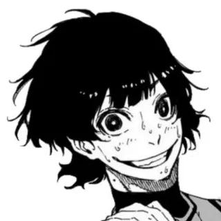 😈 anime, manga, smile, black and white, portrait whatsapp sticker